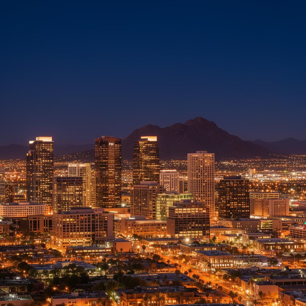 Phoenix, Arizona skyline at night