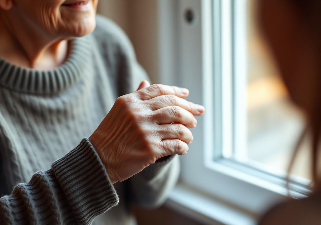 Comforting hands offering support during grief