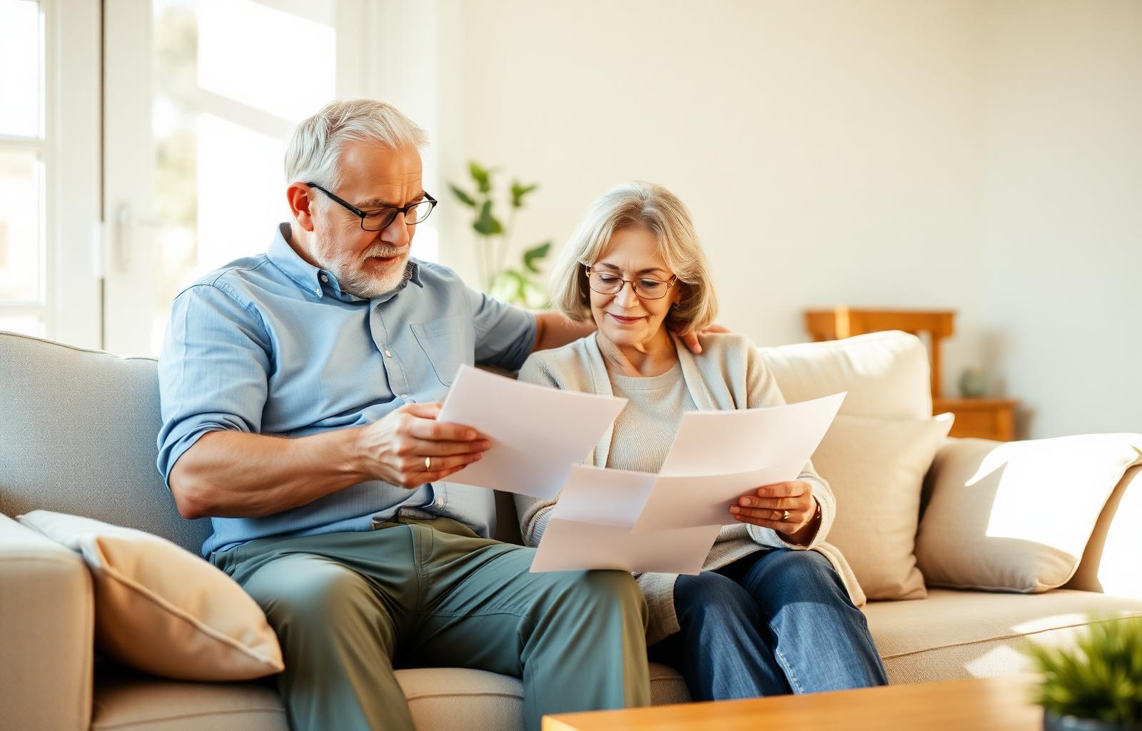 A daughter visiting with her elderly father and grandchild in a sunlit living room